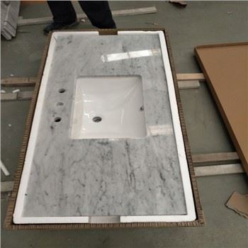 โต๊ะเครื่องแป้งหินอ่อนสีขาว Carrara